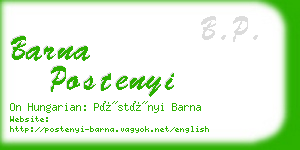 barna postenyi business card